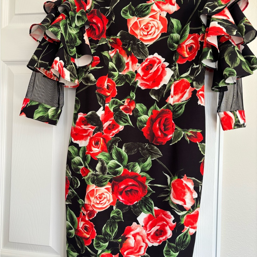 Floral Ruffle Sleeve Dress